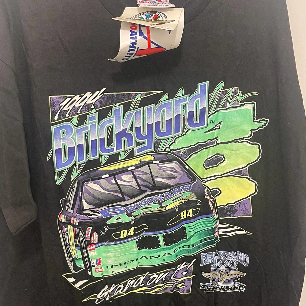 Vintage NOS 1994‎ Brickyard 400 Logo Athletic Nascar Racing Shirt Sz Large - Picture 2 of 7